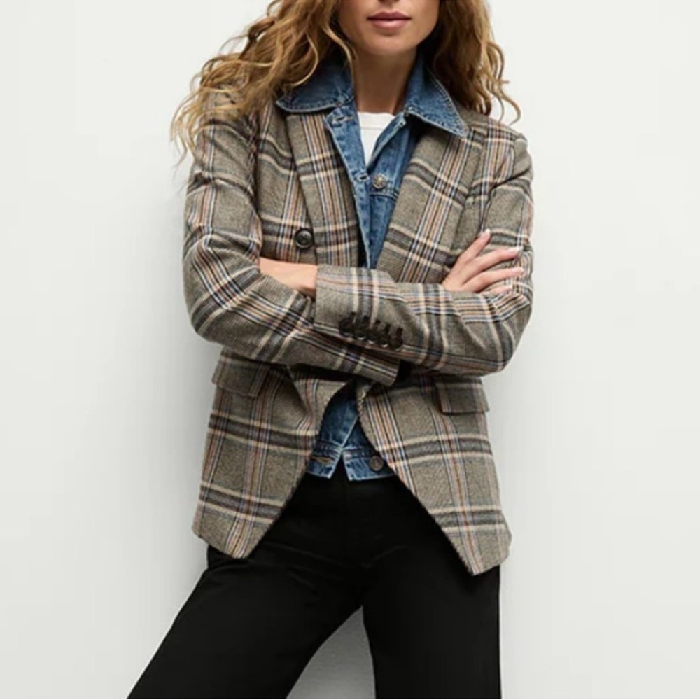 Veronica Beard Miller Dickey Taupe Prince of Wales Plaid **NWT** 4